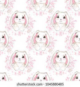 Cute Bunny Pattern Vector Illustration 