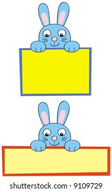 Cute bunny peeking over panel, grouped on layers,so you can use these panels or insert your own