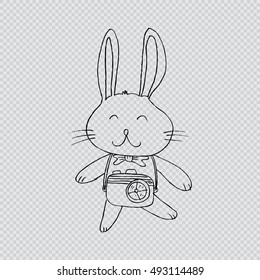 cute bunny with photo camera.

