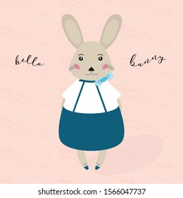Cute bunny with pink backgorund. Can use for print, template, fabric, presentation, textile, banner, poster, wallpaper