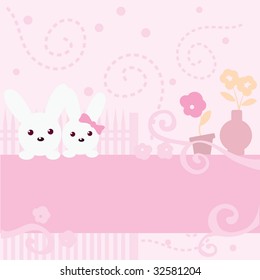 cute bunny pink background