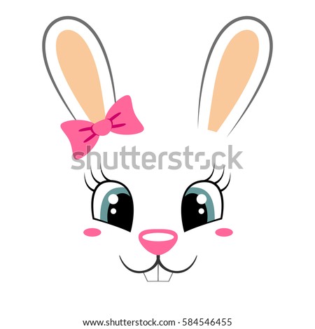 Download Cute Bunny Pink Bow Girlish Print Stock Vector (Royalty ...