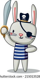 cute bunny pirate with a sword in his hands