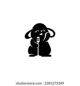 Cute and cute bunny podcast logo template