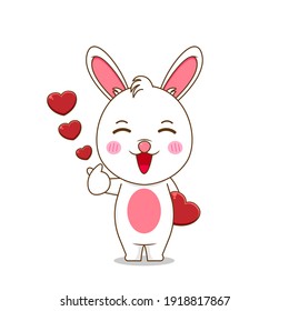 Cute bunny posing love finger