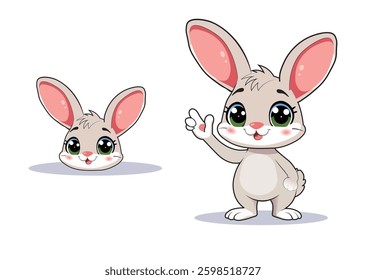 Cute bunny rabbit 3d sketch vector illustration