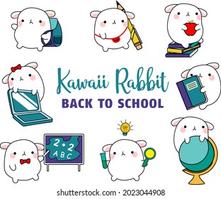 Cute Bunny Rabbit Back To School Sticker Set