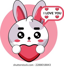 Cute bunny rabbit cartoon smiling Vector sticker Cute bunny rabbit cartoon smiling Vector sticker 