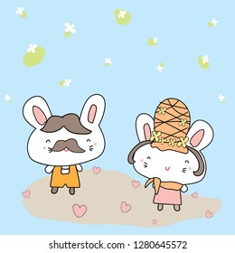 Cute Bunny Rabbit cartoon vector