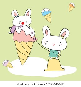 Cute Bunny Rabbit cartoon vector