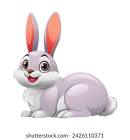 Cute bunny rabbit cartoon vector illustration isolated on white background