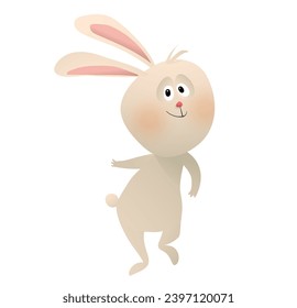 Cute Bunny or Rabbit Character Illustration for Kids. Cute bunny animal cartoon for children. Isolated vector animal character clip art.