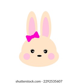 Cute bunny rabbit character vector illustration on white background. Elements for design greeting cards, Easter celebrations.