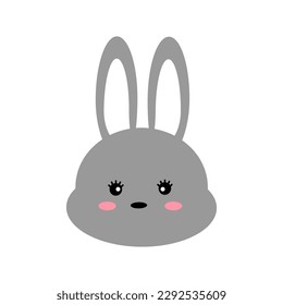 Cute bunny rabbit character vector illustration on white background. Elements for design greeting cards, Easter celebrations.