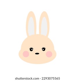 Cute bunny rabbit character vector illustration on white background. Elements for design greeting cards, Easter celebrations.