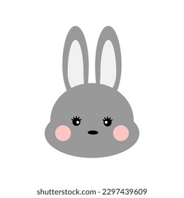 Cute bunny rabbit character vector illustration on white background. Elements for design greeting cards, Easter celebrations.