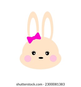 Cute bunny rabbit character vector illustration on white background. Elements for design greeting cards, Easter celebrations.