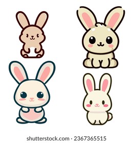 A Cute bunny rabbit charector  cartoon for childen illustration 2d 