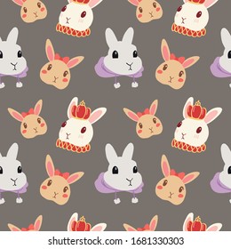 cute bunny rabbit colorful vector pattern