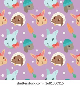 cute bunny rabbit colorful vector pattern