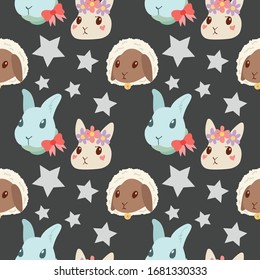 cute bunny rabbit colorful vector pattern