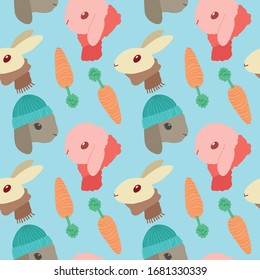 cute bunny rabbit colorful vector pattern