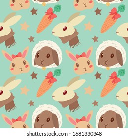 süßes Kaninchen bunter Vektorillustration Muster