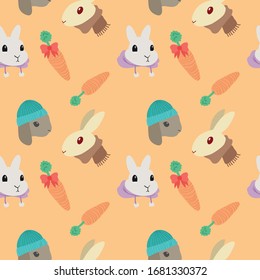 cute bunny rabbit colorful vector pattern