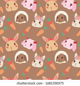 adorable patrón vectorial colorido conejo conejo