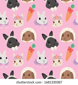 cute bunny rabbit colorful vector pattern