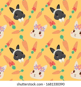 cute bunny rabbit colorful vector pattern