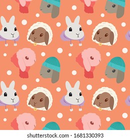 cute bunny rabbit colorful vector pattern