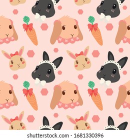 adorable patrón vectorial colorido conejo conejo