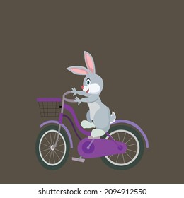 Cute Bunny (Rabbit) cycling . Bunny ears, Leopard, buffalo plaid, polka dots, carrot pattern.