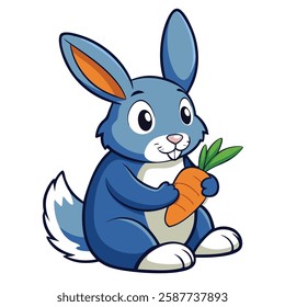 cute bunny rabbit eating vector art