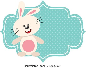 Cute bunny rabbit with empty blue banner