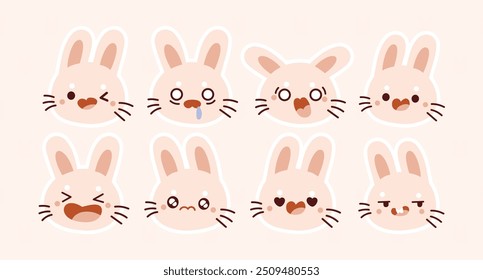 Cute Bunny Rabbit Expression Illustration Character Collection