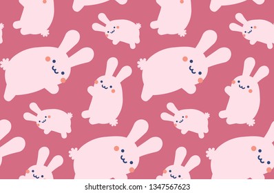 cute bunny rabbit hare seamless pattern background vector