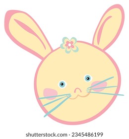 Cute Bunny Rabbit Head with Flower 