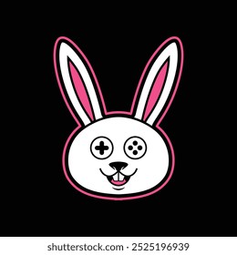 Cute bunny rabbit head logo for gaming 