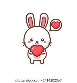 Cute bunny rabbit with a heart cartoon illustration