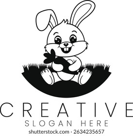 Cute bunny rabbit illustration perfect for kids books and spring designs carrot adorable animal