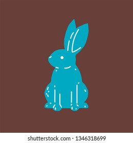 Cute bunny rabbit line art vector drawing, hand drawn minimalism style. Vector illustration.