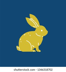 Cute bunny rabbit line art vector drawing, hand drawn minimalism style. Vector illustration.