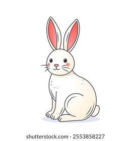 cute bunny or rabbit in linear style for coloring. flat vector illustration on white background