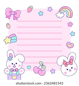 Cute bunny rabbit memo pad stationary card design