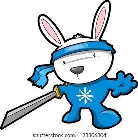 Cute Bunny Kaninchen Ninja Vektor
