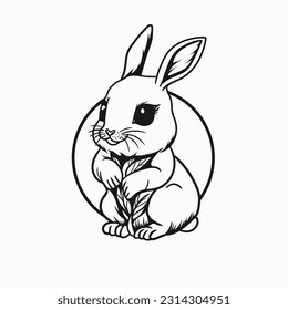 Cute bunny rabbit outline sketch vector illustration
