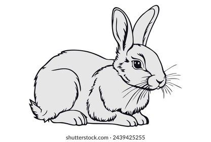 Cute bunny rabbit outline sketch vector illustration. bunny line art doodle in different poses