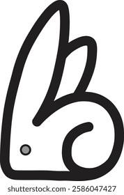 Cute bunny rabbit outline sketch vector illustration with black and white rabbit icon vector outline drawing illustration cartoon. logo and icon for bussines, pet shop, education. 